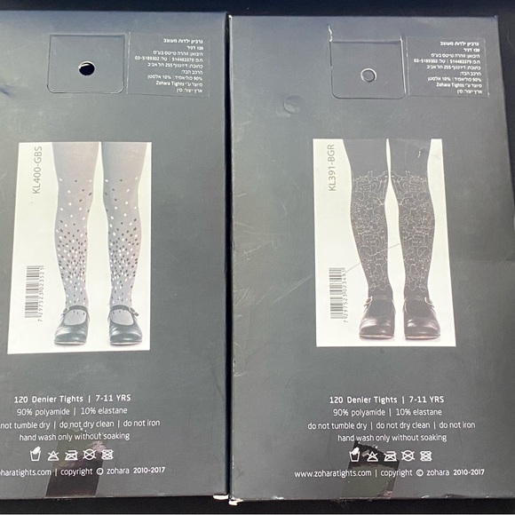 NWT 2 pairs of black/gray Zohara Art on Tights - STARS & CATS! - Kids 7-11 years - Picture 4 of 4